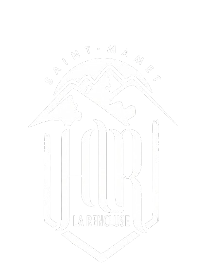 Logo de l'Hôtel La Rencluse à Saint-Mamet Luchon, vue sur les montagnes des Pyrénées.