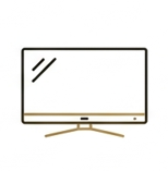 Pictogramme blanc de télévision à écran plat sur fond sombre, équipement des chambres de l'Hôtel La Rencluse à Luchon.