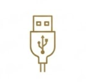 Pictogramme de prise de recharge USB murale, disponible dans les chambres de l'Hôtel La Rencluse à Luchon.