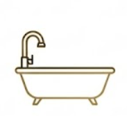 Pictogramme de baignoire moderne, équipement détente de la salle de bain à l'Hôtel La Rencluse à Luchon.