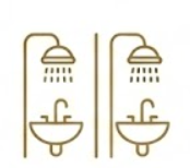 Pictogramme double salle de bain privative attenante dans la chambre d'hôtel de La Rencluse à Luchon.