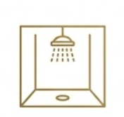 Pictogramme moderne de douche à l'italienne avec pommeau, équipement salle de bain de l'Hôtel La Rencluse à Luchon.